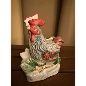 Vintage Ceramic Rooster Napkin Holder Farmhouse Country